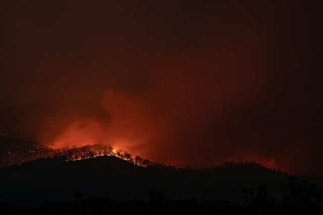 bushfire on horizon at night